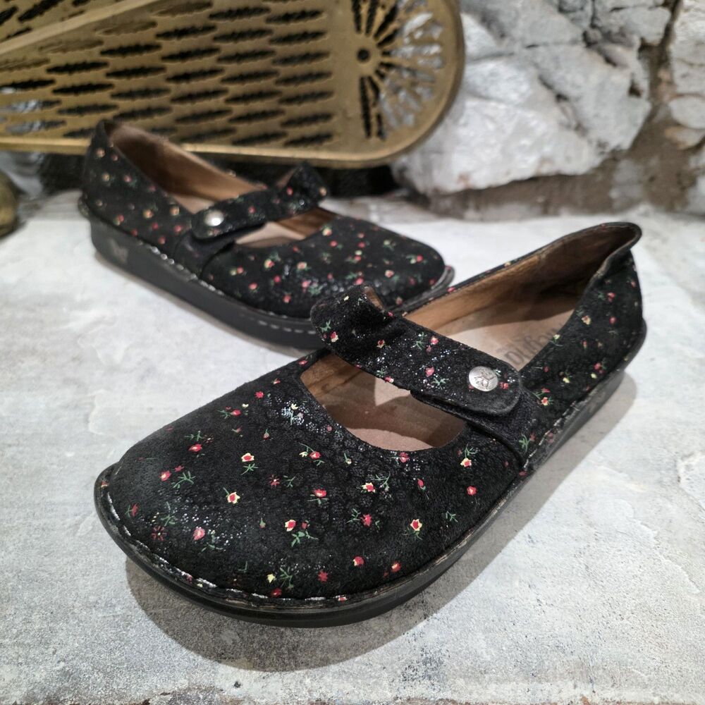 Alegria Floral Mary Jane Shoes Leather Women’s Size 40 (9.5-10 US) Clogs